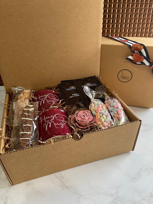 Hot Cocoa Date Night Gift Set with 2 Mugs, Ghirardelli Hot Chocolate, Marshmallows