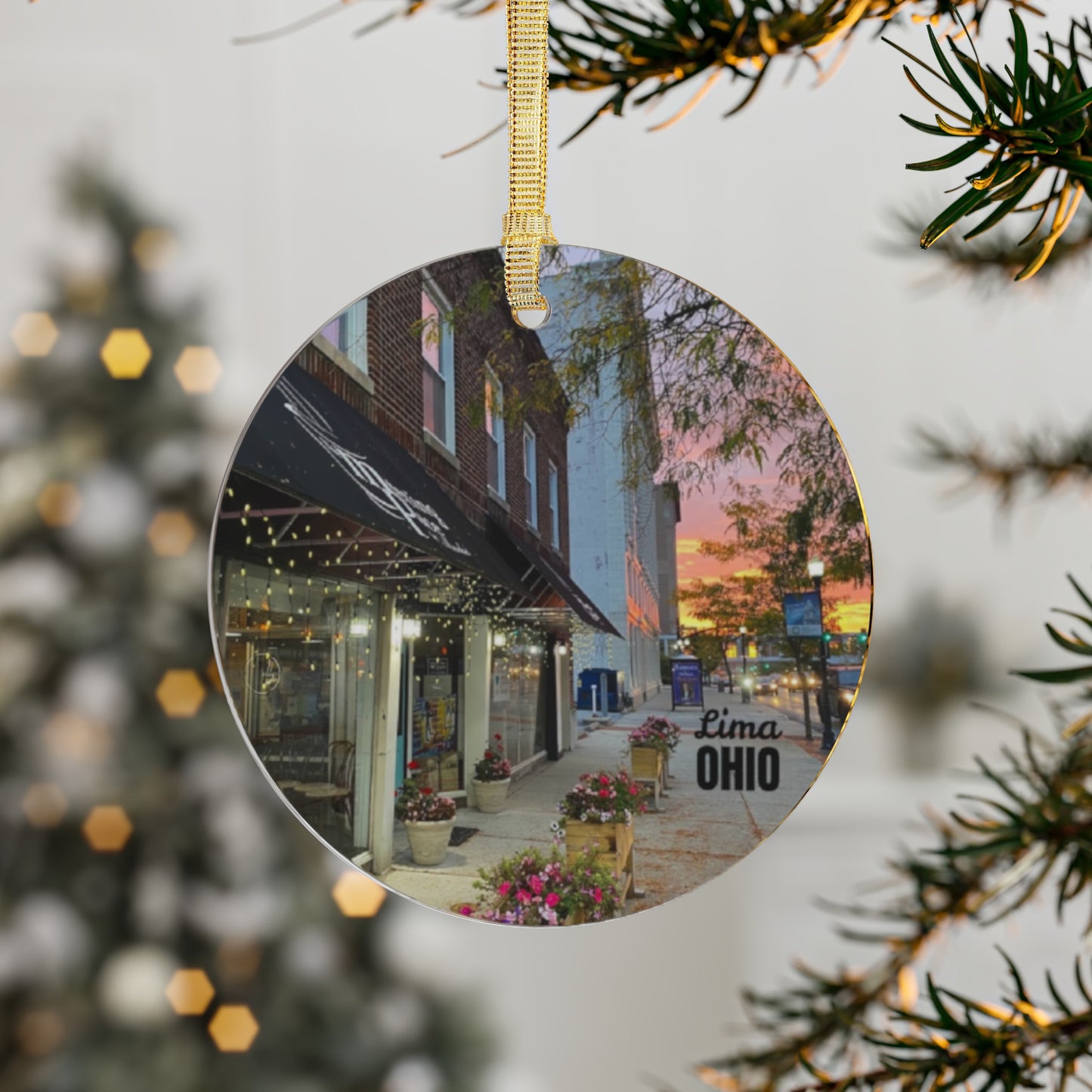 Sunrise in Downtown Lima Ornament | Lima, Ohio Gifts