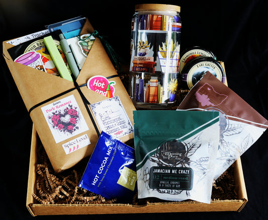 Book Nook Brew Gift Box: A Blind Date With A Book, Coffee Glass, & Gourmet Coffee Tea and Cocoa Gift Basket