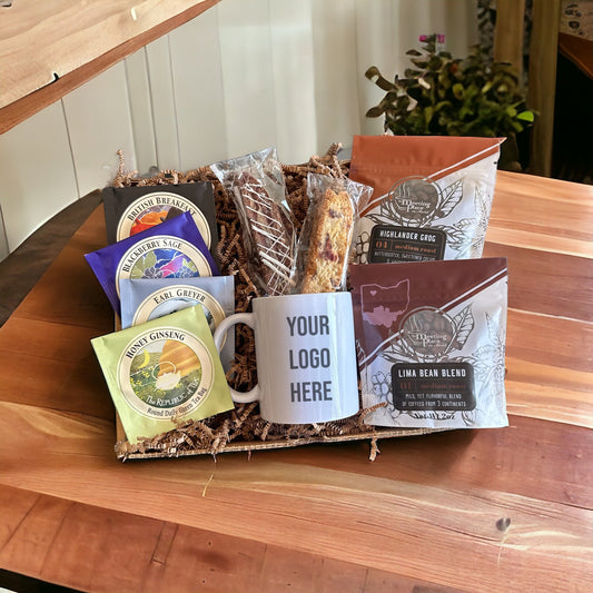Custom Printed Logo Mug & Coffee Gift Basket