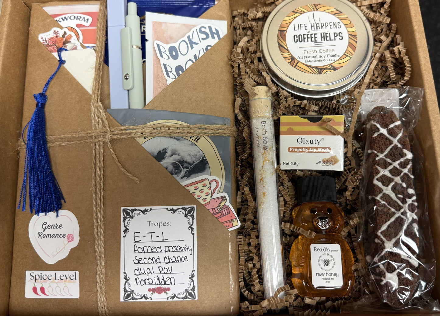 Story Time and Self Care Gift Basket: A Blind Date With A Book, Face Mask, Bath Salts, Honey, and Chapstick Gift Basket