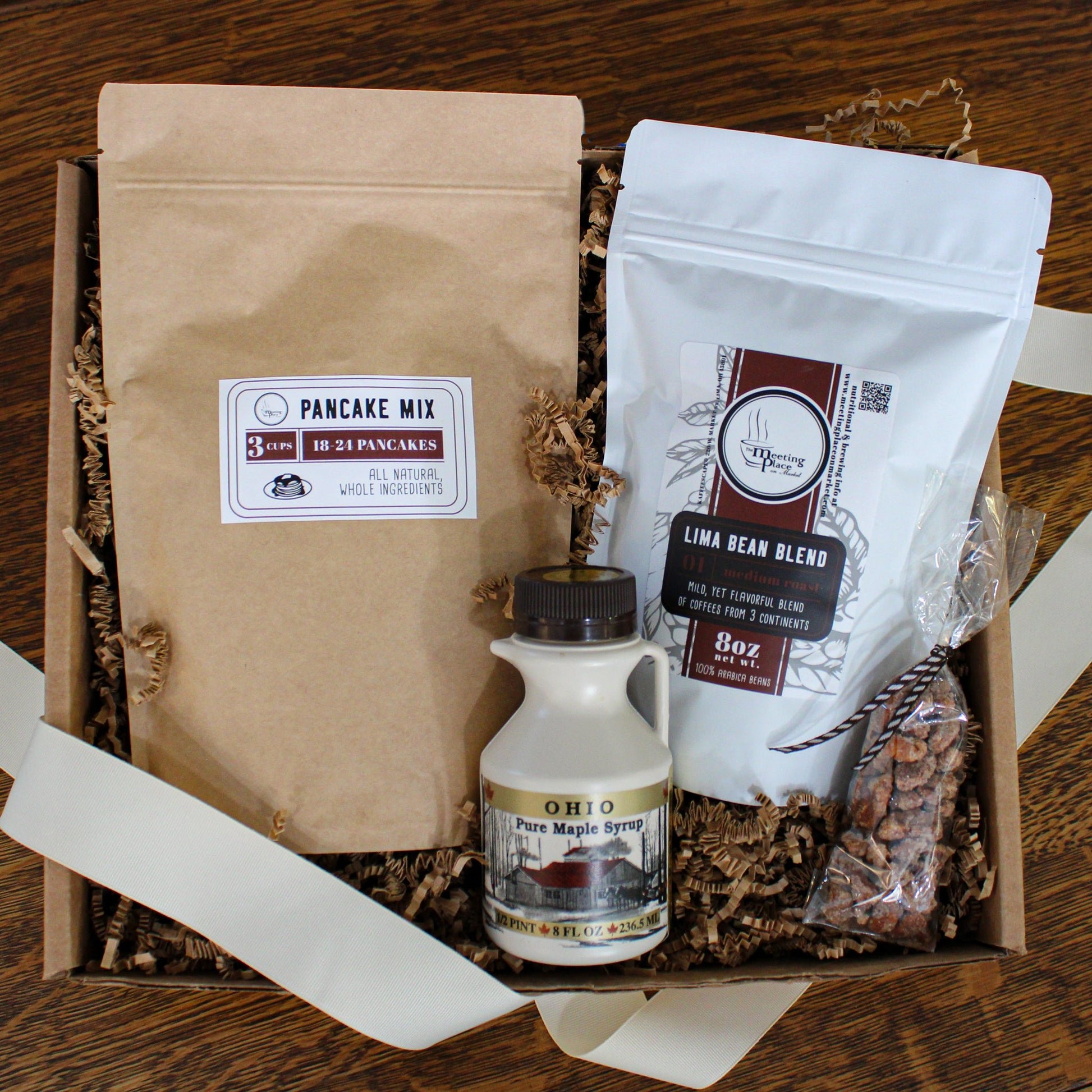 Breakfast in Bed Gift Box with Pancakes, Maple Syrup, and Coffee Baked Goods Gift Boxes - The Meeting Place on Market