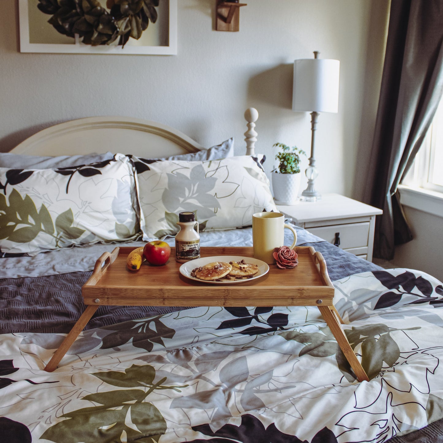 Breakfast in Bed Gift Box with Pancakes, Maple Syrup, and Coffee, and Wood Flower Magnet Mother's Day Gift Basket - The Meeting Place on Market