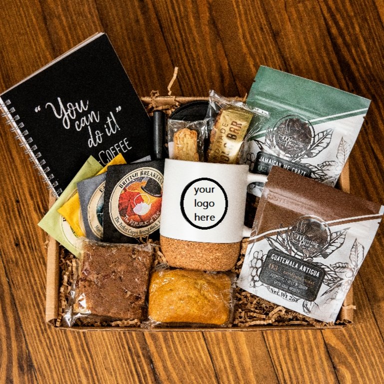 Build Connection with Coffee Gift Basket, Custom Printed Logo Mug Corporate Gift Baskets - The Meeting Place on Market