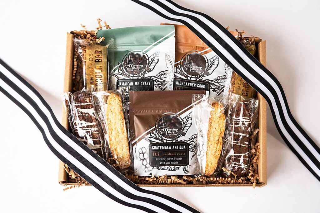 Coffee Break Sampler Box with Granola and Biscotti Thank You Gift Basket - The Meeting Place on Market