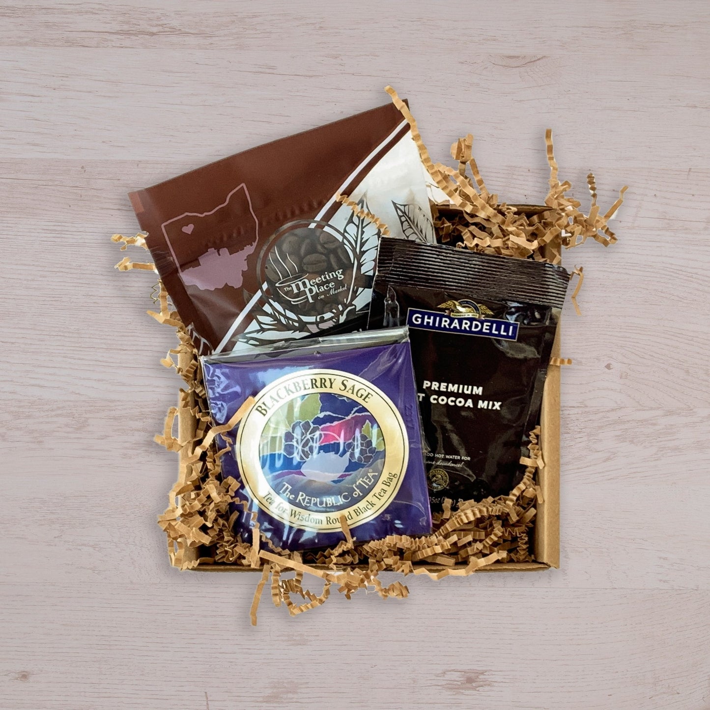 Coffee, Hot Chocolate and Tea Gift Box Thank You Gift Basket - The Meeting Place on Market