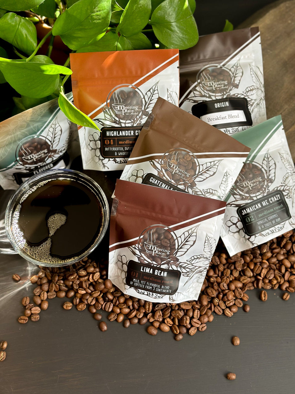 Decaf Coffee Gift - Set of 6 Gourmet Coffees Valentine's Day Gift Basket - The Meeting Place on Market