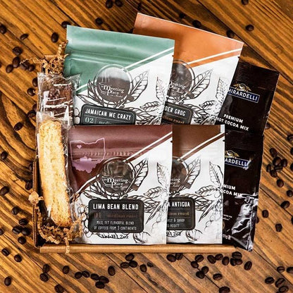 Gourmet Coffee, Biscotti, & Cocoa Sampler Gift Box Sampler Gifts - The Meeting Place on Market