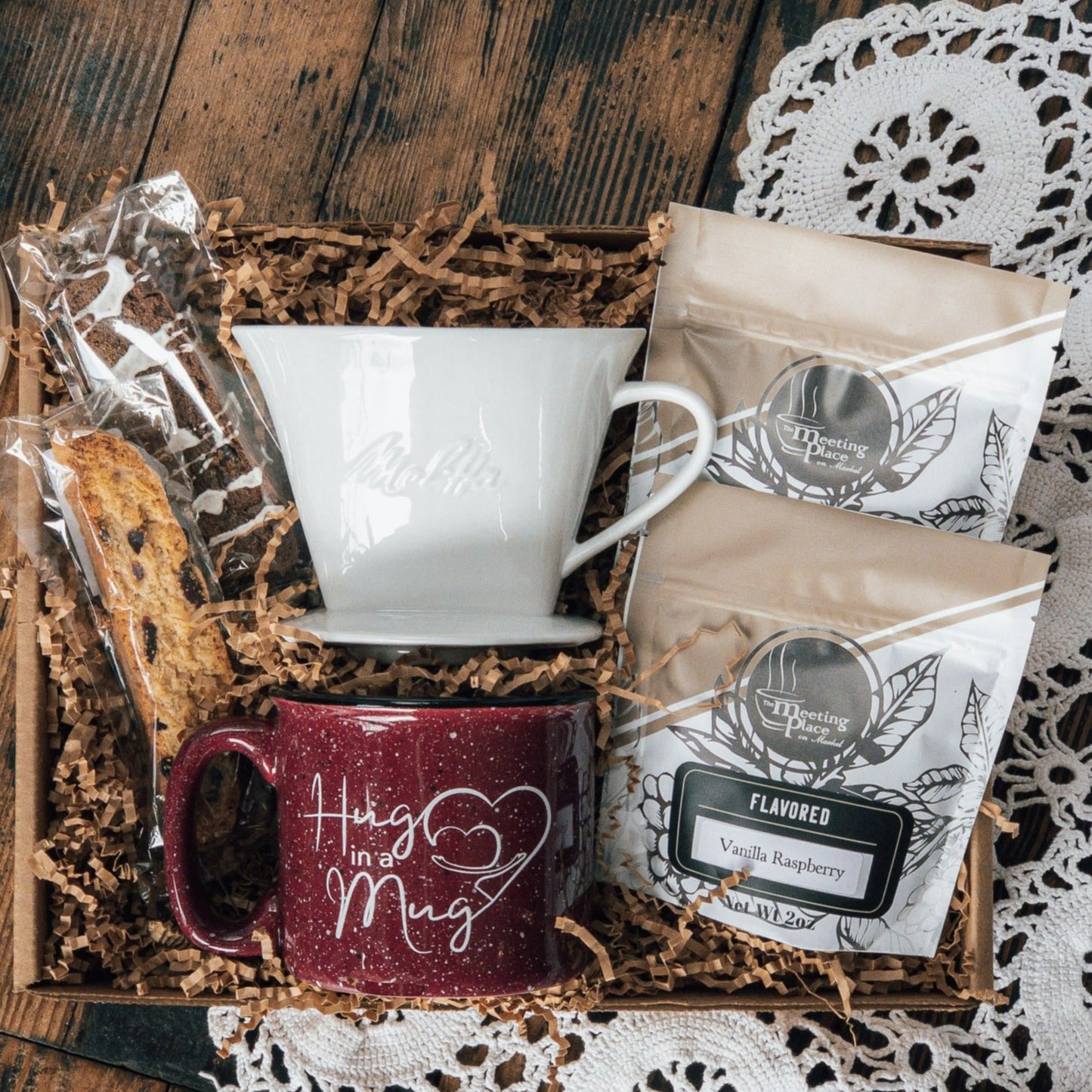 Hug in a Mug Pour Over Coffee Gift Basket Pour Over Gift Set - The Meeting Place on Market
