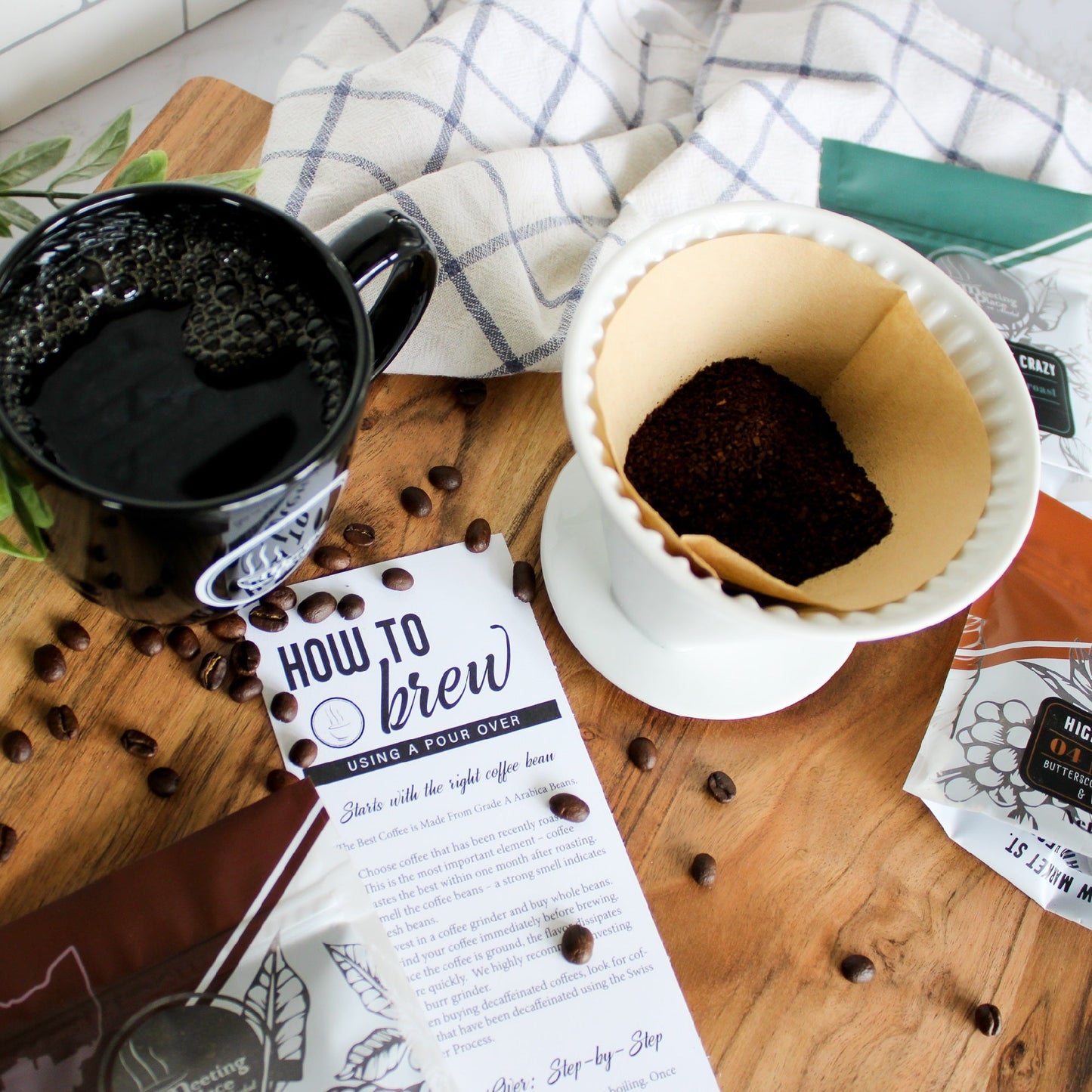 Pour Over Coffee Starter Set with Ceramic Cone and Gourmet Coffee Subscription Box - The Meeting Place on Market