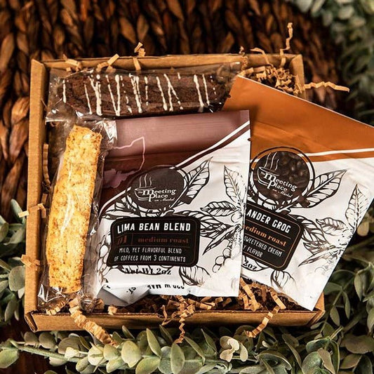 Say Thank You with Coffee and Biscotti Gift Box Thank You Gift Basket - The Meeting Place on Market