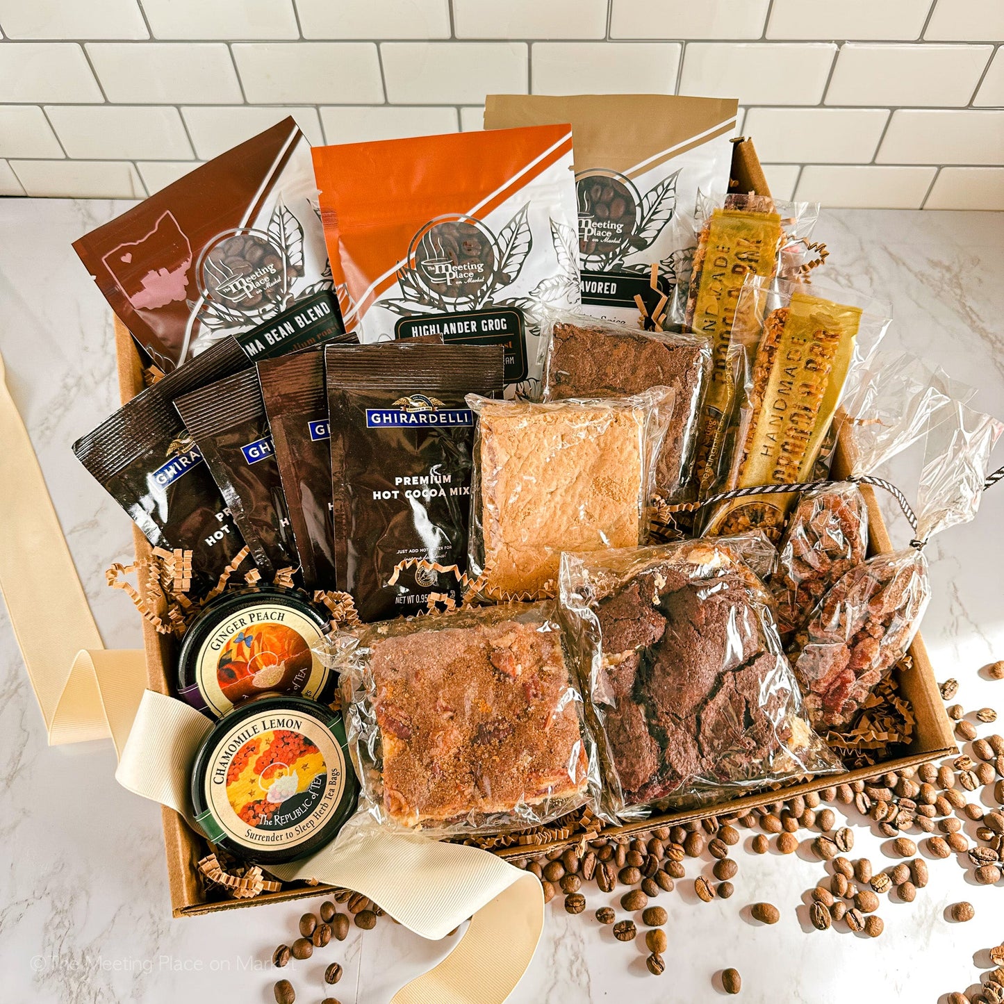 Thanksgiving Family & Friends Gift Basket with Coffee, Tea, Cocoa, Brownies, Granola Fall / Autumn Gifts - The Meeting Place on Market