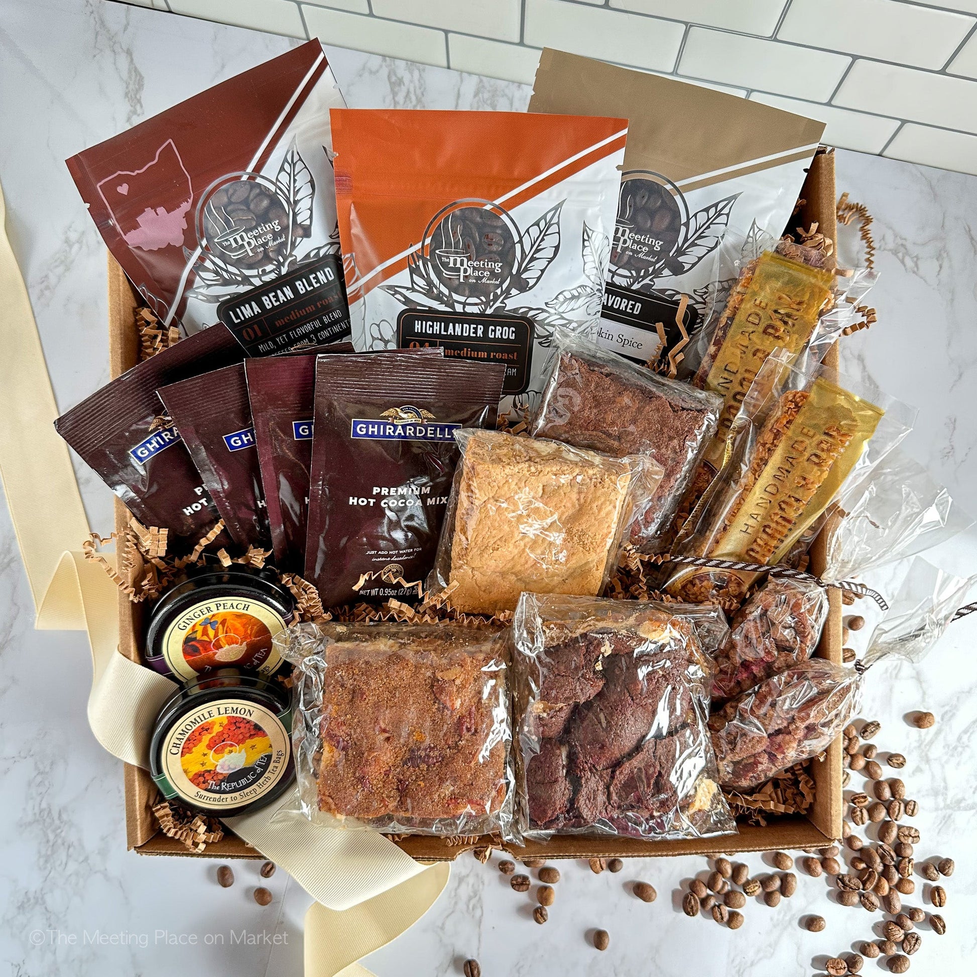 Thanksgiving Family & Friends Gift Basket with Coffee, Tea, Cocoa, Brownies, Granola Fall / Autumn Gifts - The Meeting Place on Market