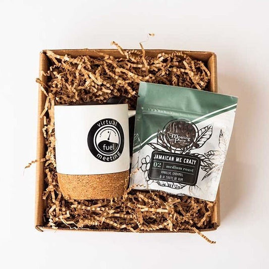 Virtual Meeting Gift Box with Gourmet Coffee and Cork Bottomed Mug Corporate Gift Baskets - The Meeting Place on Market