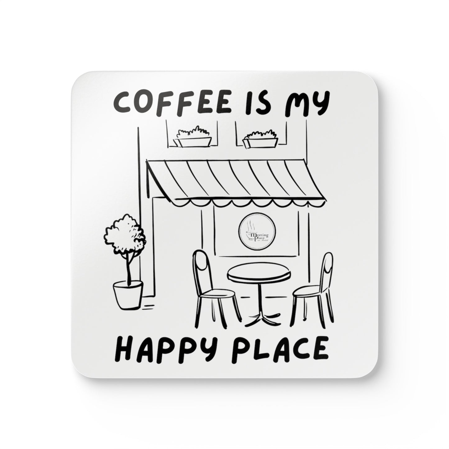 Coffee is My Happy Place Corkwood Coaster Set