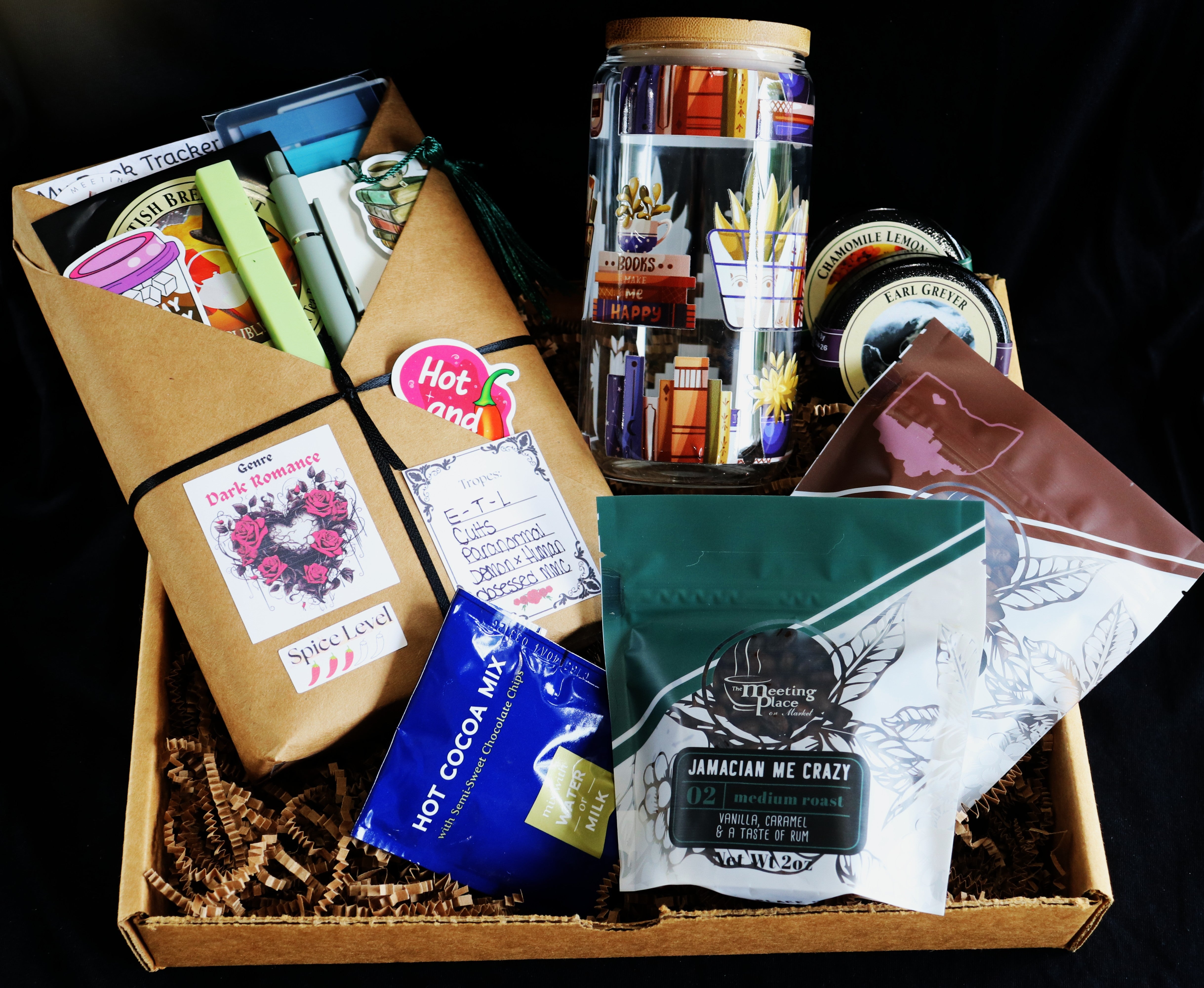 Book Nook Brew Gift Box: A Blind Date With A Book, Coffee Glass, & Gourmet Coffee Tea and Cocoa Gift Basket