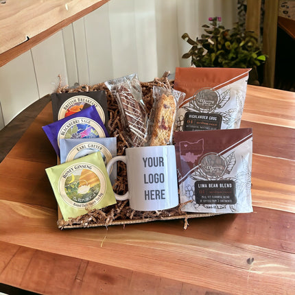 Custom Printed Logo Mug & Coffee Gift Basket