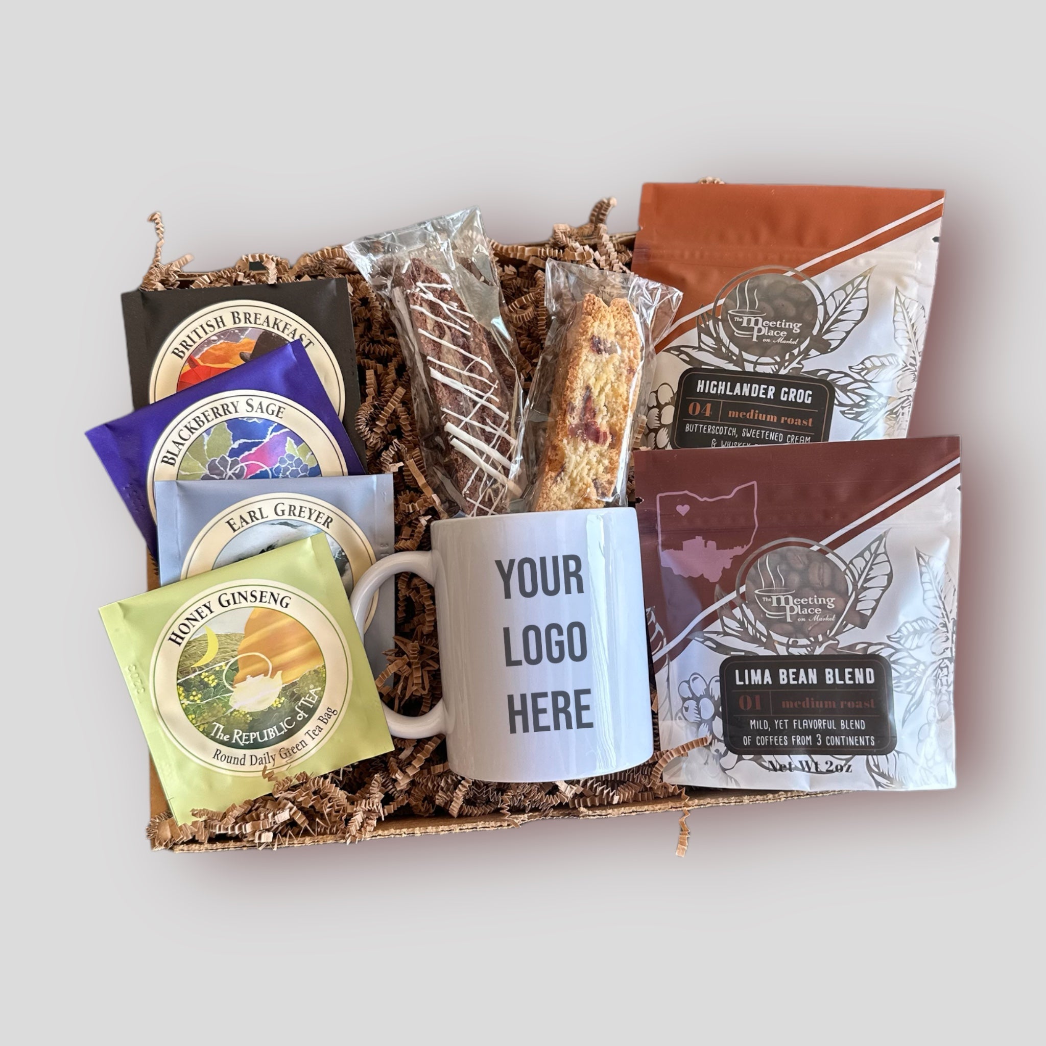 Custom Printed Logo Mug & Coffee Gift Basket