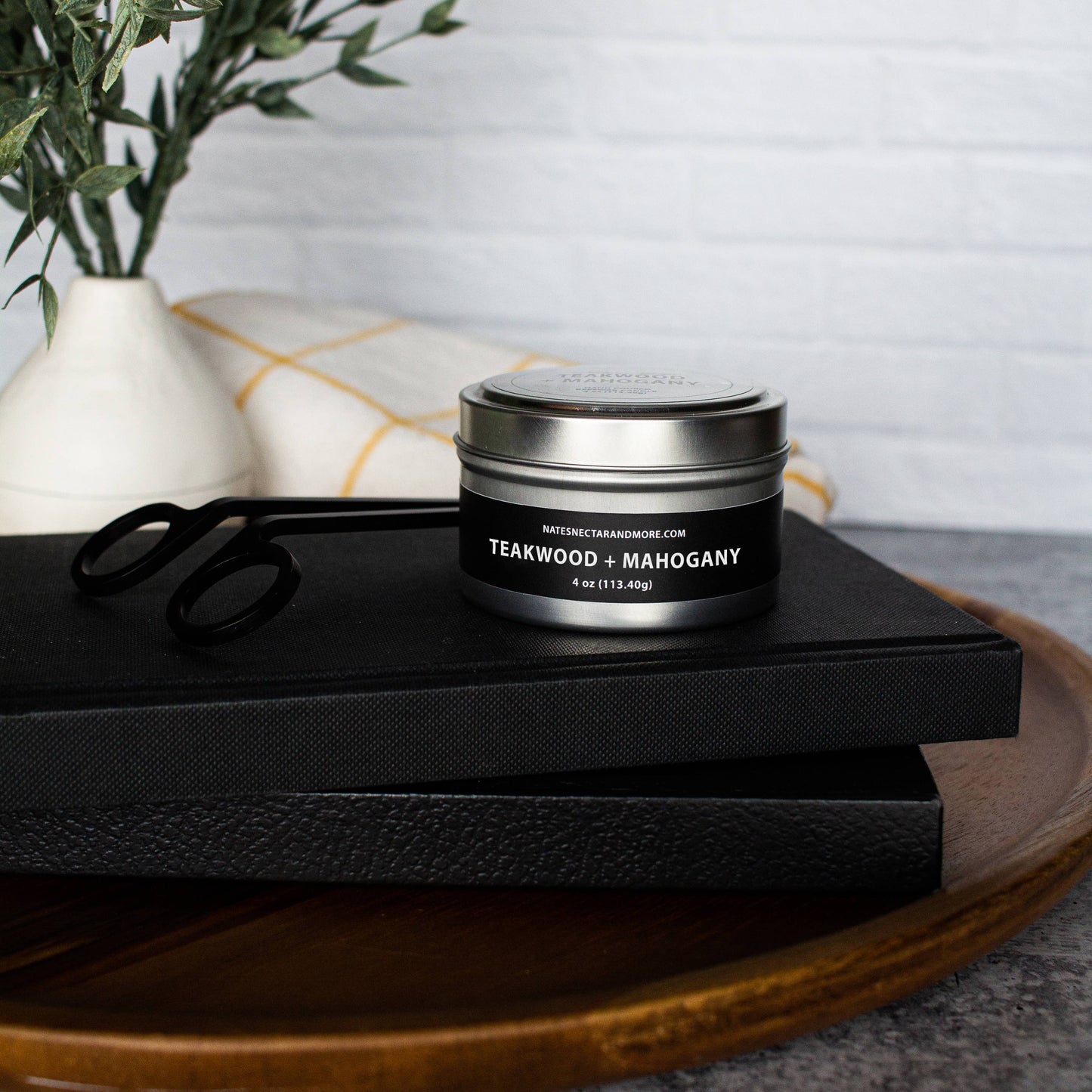 Teakwood & Mahogany Beeswax Candle Tin