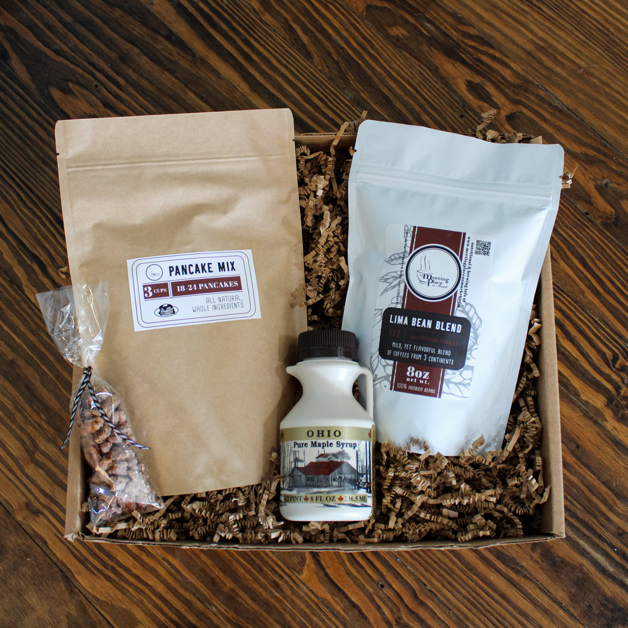 Breakfast in Bed Gift Box with Pancakes, Maple Syrup, and Coffee Baked Goods Gift Boxes - The Meeting Place on Market