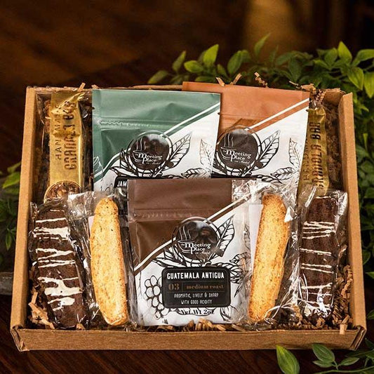 Coffee Break Sampler Box with Granola and Biscotti Thank You Gift Basket - The Meeting Place on Market