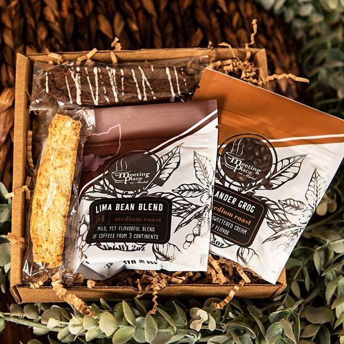 Decaf Flavored Coffee and Biscotti Gift Box Father's Day Gift Basket - The Meeting Place on Market