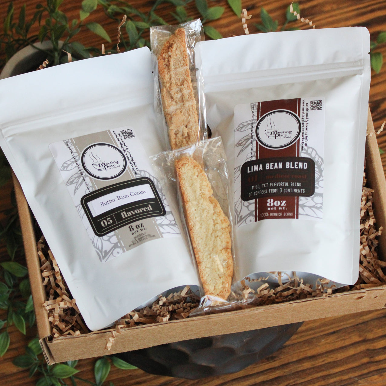 Deluxe Coffee & Biscotti Gift Box Birthday Gift Basket - The Meeting Place on Market