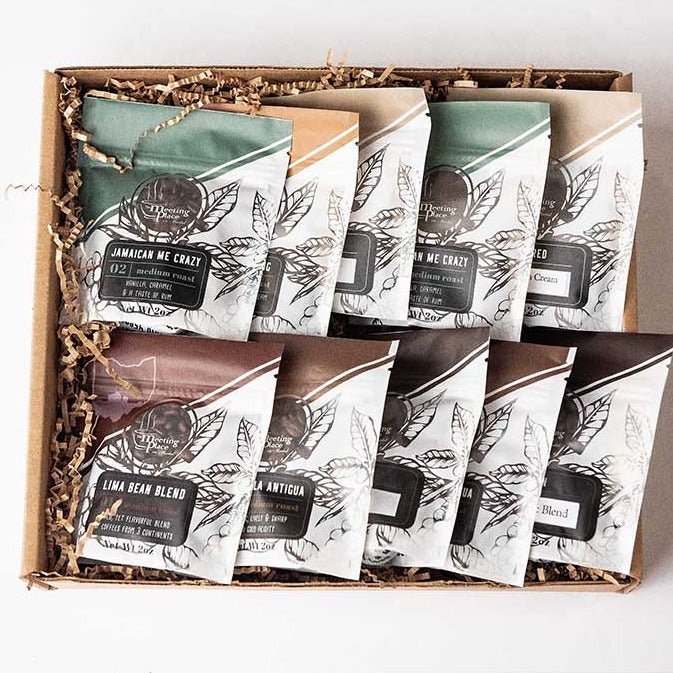Deluxe Coffee Sampler Gift Box, Set of 10 Coffees Coffee Sampler - The Meeting Place on Market
