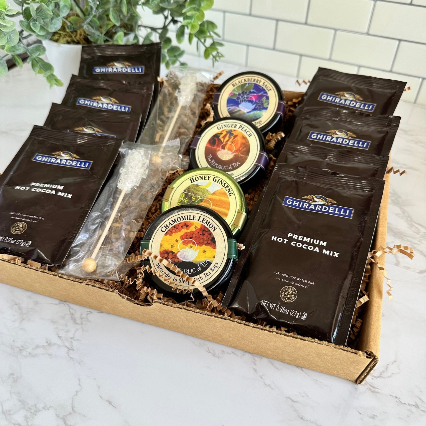 Deluxe Tea and Cocoa Gift Basket | Republic of Tea and Ghirardelli Cocoa Corporate Gift Baskets - The Meeting Place on Market