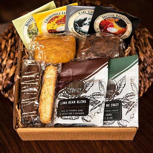 GLUTEN FREE Coffee, Tea, and Snacks Gift Box Christmas Gift Basket - The Meeting Place on Market