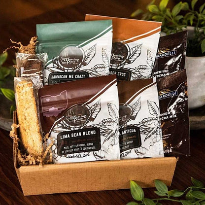 Gourmet Coffee, Biscotti, & Cocoa Sampler Gift Box Sampler Gifts - The Meeting Place on Market