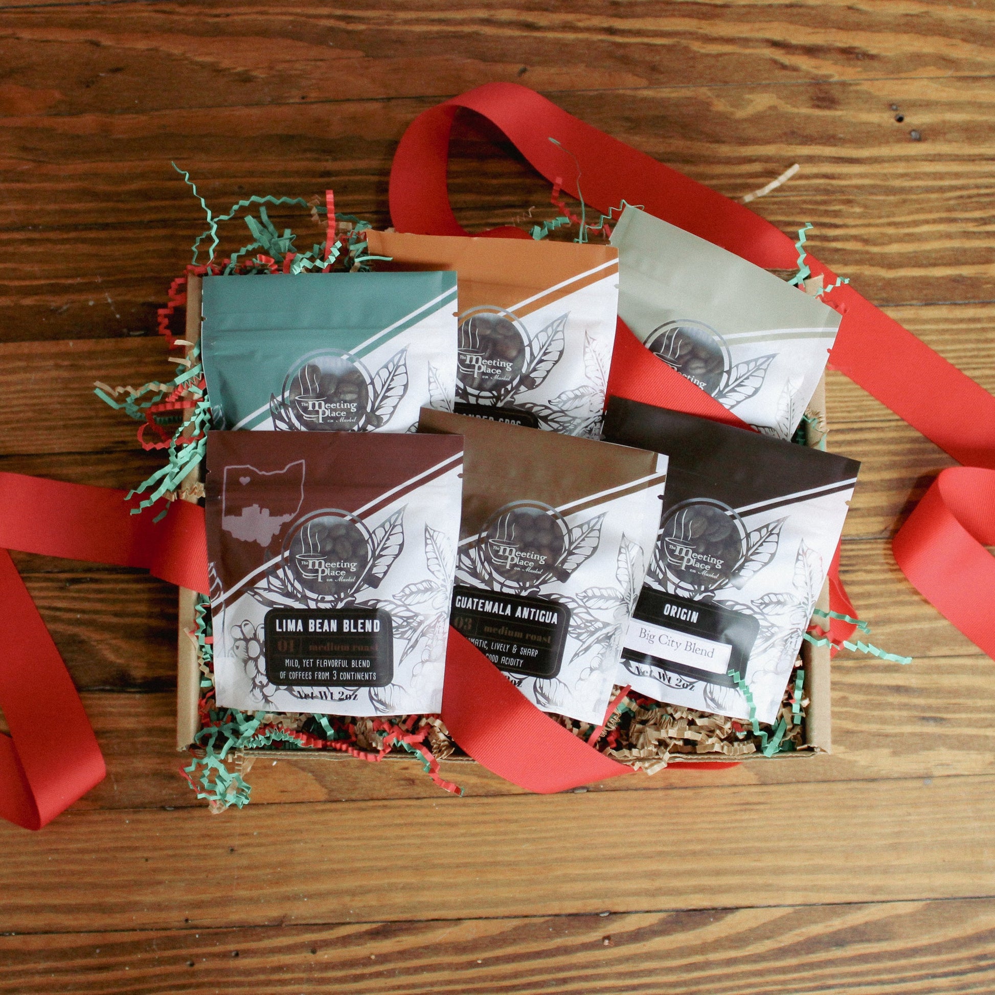 Holiday Coffee Sampler Gift, 6 gourmet coffees | Christmas Coffee Gift Set Christmas Gift Basket - The Meeting Place on Market