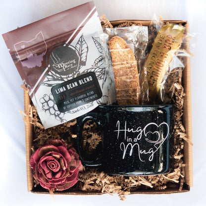 Hug in a Mug with Coffee and Baked Goods  Sympathy Gift Basket – The  Meeting Place on Market