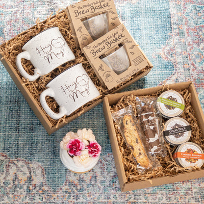 Hug in a Mug Tea for Two Gift Box with Loose Leaf Tea Valentine's Day Gift Basket - The Meeting Place on Market