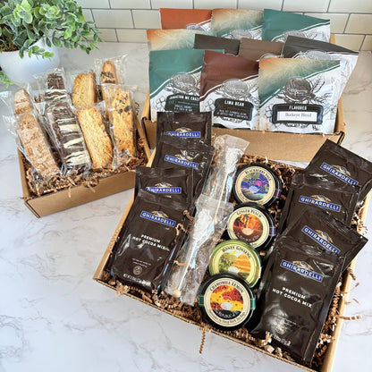 Mega Gourmet Coffee, Tea, Cocoa & Treats Gift Box | Serves 20 - 30 Corporate Gift Baskets - The Meeting Place on Market