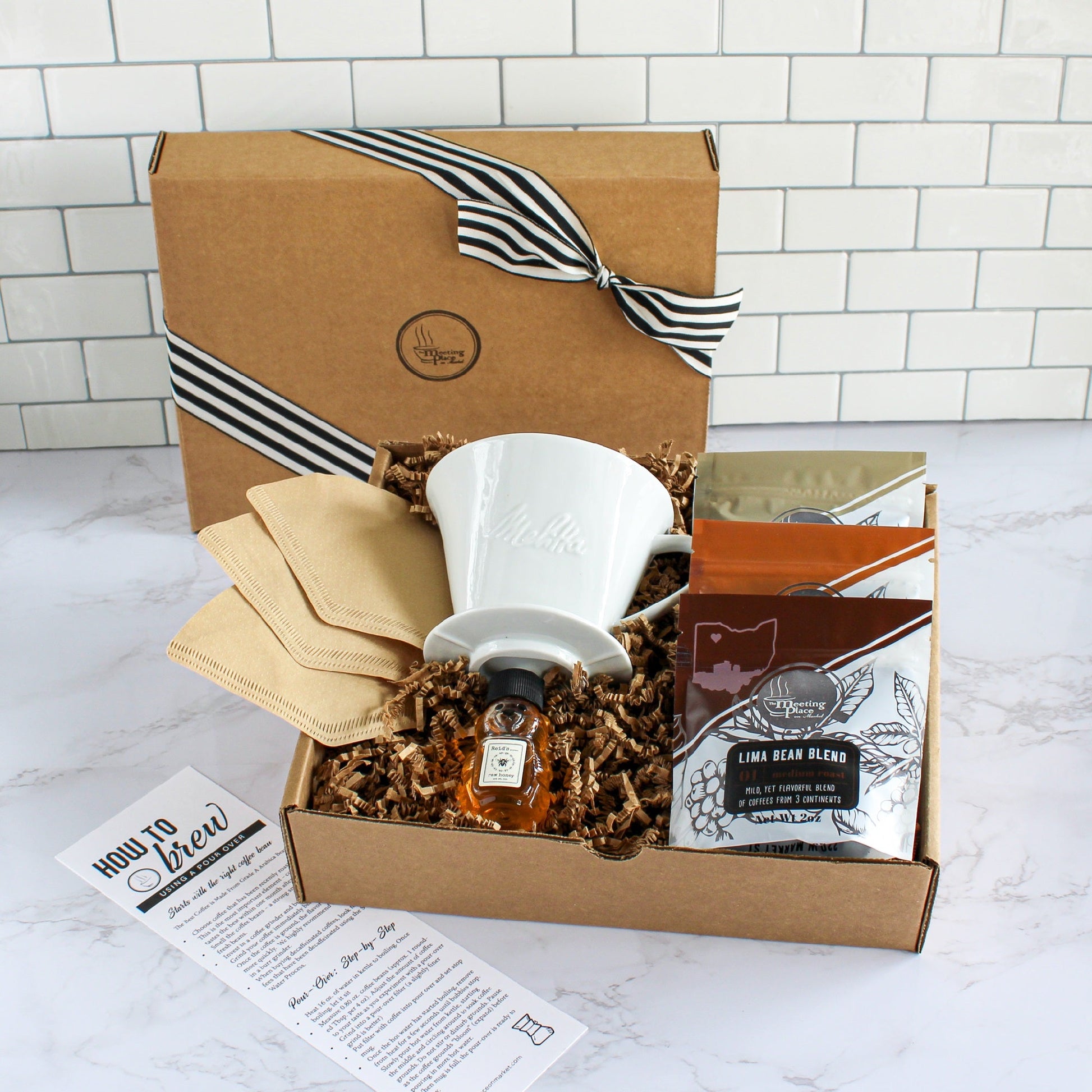Pour Over Coffee Starter Set with Ceramic Cone and Gourmet Coffee Subscription Box - The Meeting Place on Market