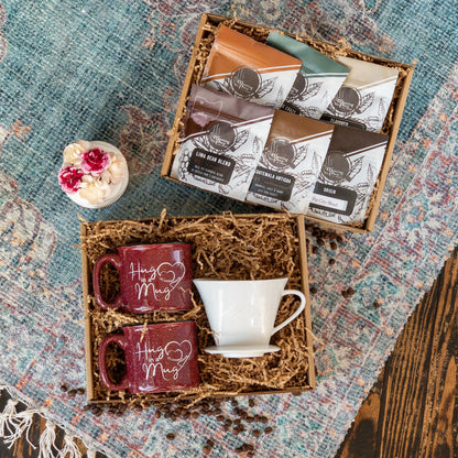 Pour Over Gift Set with Gourmet Coffee and "Hug in a Mug" Ceramic Mug Valentine's Day Gift Basket - The Meeting Place on Market