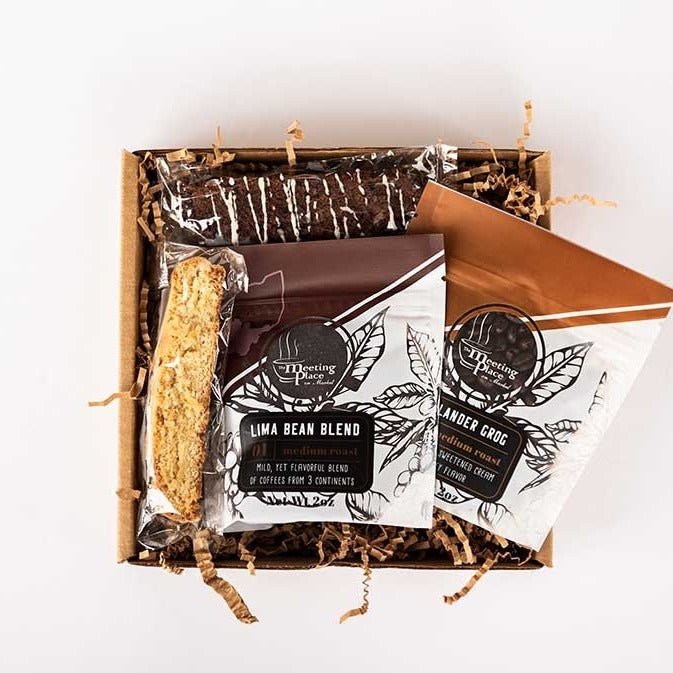 Say Thank You with Coffee and Biscotti Gift Box Thank You Gift Basket - The Meeting Place on Market