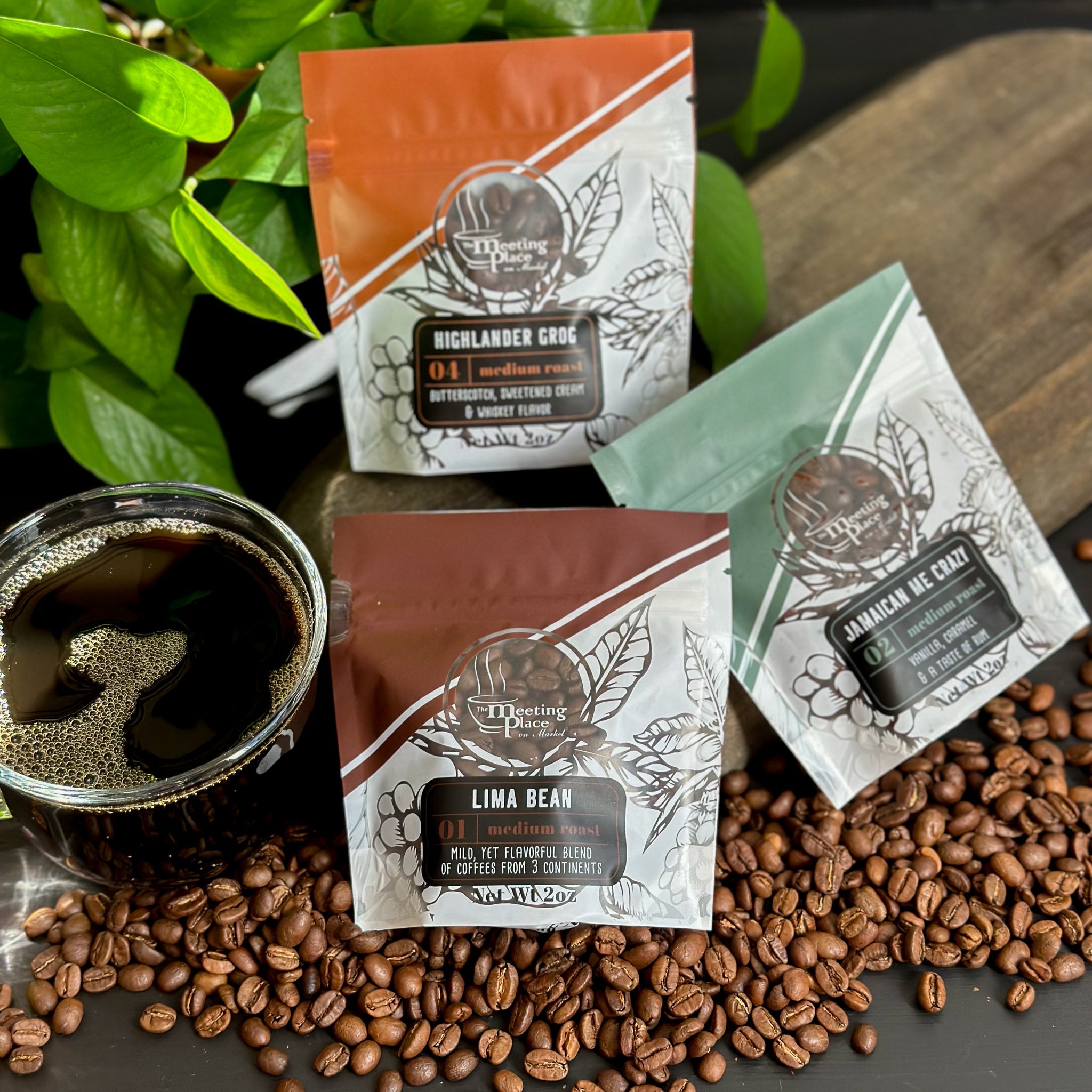 Variety of 3 Decaf Gourmet Coffees Sampler Gifts - The Meeting Place on Market